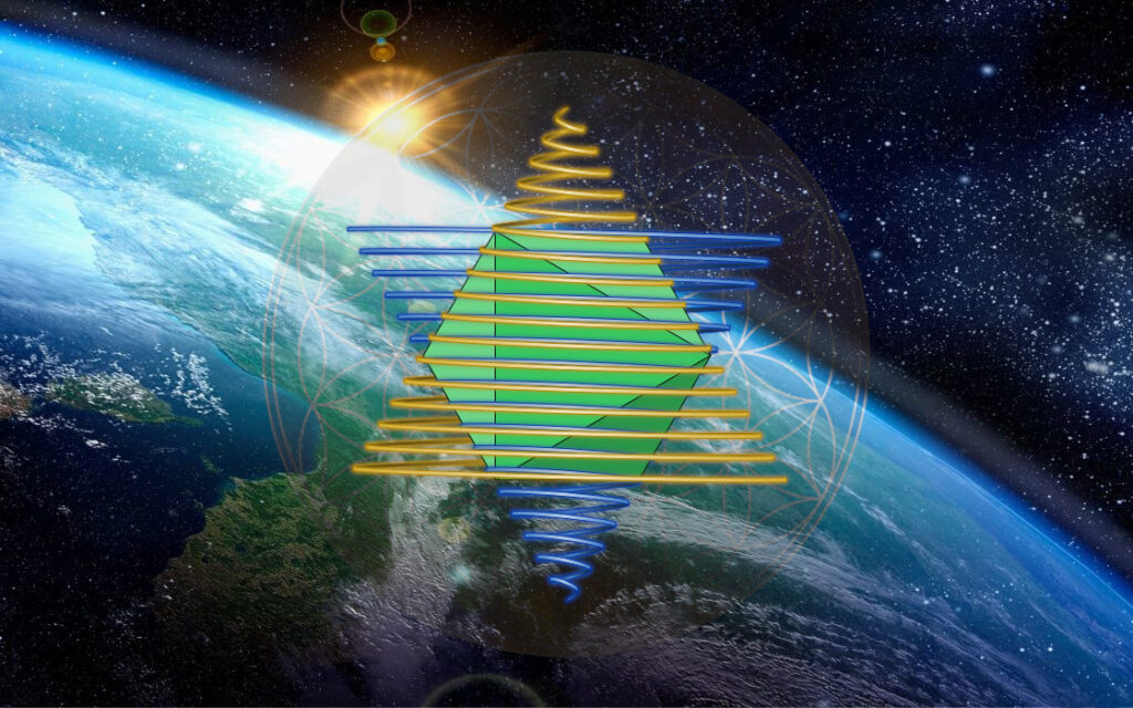 GoldenBlue Spiral and Earth