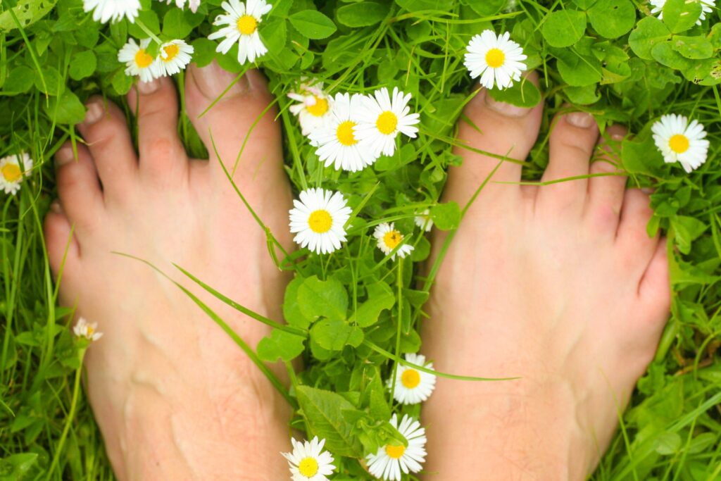 Bare feet on the grass